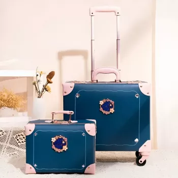 Vintage PU Leather Trolley Suitcase Set: Travel in Style